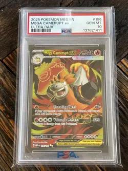 2025 POKEMON MEG EN-MEGA EVOLUTION ULTRA RARE #156 MEGA CAMERUPT EX PSA 10 - Image 1