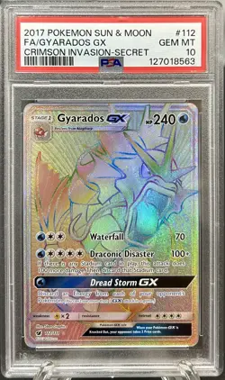 2017 Pokemon Crimson Invasion Gyarados FA 112/111 Secret Rainbow Rare PSA 10 - Image 1