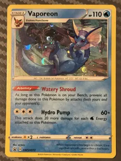 Pokemon TCG Sword & Shield Vaporeon SWSH072 Holo Promo - Image 1