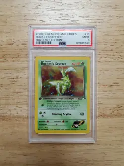 Pokemon PSA 9 MINT 2000 Rocket's Scyther 1st Edition Gym Heroes Holo Card - Image 1