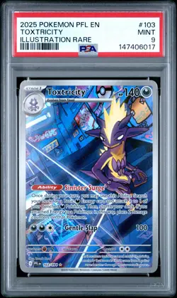 2025 POKEMON PFL EN-PHANTASMAL FLAMES ILLUSTRATION RARE #103 TOXTRICITY PSA 9 - Image 1