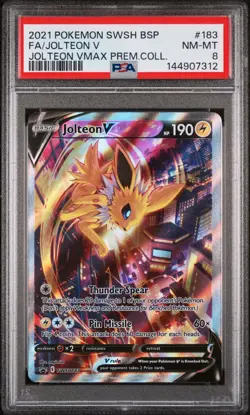 2021 POKEMON SWSH BLACK STAR PROMO #183 FULL ART/JOLTEON V PSA 8 - Image 1