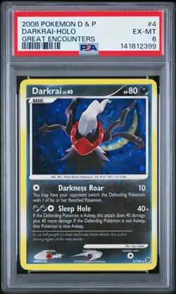 PSA 6 - DARKRAI #4 - 2008 POKEMON DIAMOND & PEARL GREAT ENCOUNTERS - HOLO - Image 1