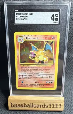 1999 CHARIZARD HOLO SGC 4 VG-EX Pokemon TCG Base Set Unlimited 4/102 P1 - Image 1