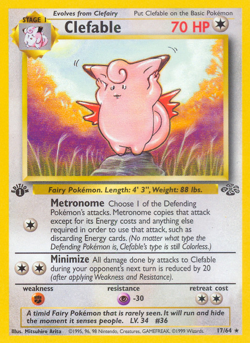 Clefable 17/64 Rare Jungle Pokemon 1st Edition Moderately Played - Image 1