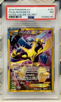 2016 Pokemon XY Fates Collide Alakazam EX Secret Rare Full Art #125 New Cert - Image 1