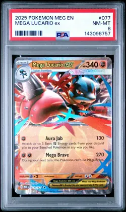 2025 POKEMON MEG EN-MEGA EVOLUTION #077 MEGA LUCARIO EX PSA 8 - Image 1
