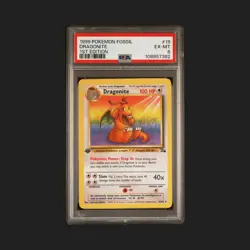 Pokemon TCG PSA 6 Dragonite 19/62 Fossil 1st Edition Regular WOTC Vintage 1999 - Image 1