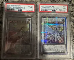 (2 Card Lot) 2023 Yugioh! JPN Cosmic Quasar Dragon DUNE-JP037 Super Rare PSA 9 - Image 1