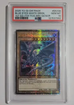 Blue-Eyes White Dragon RA04-EN108 QCR 1st Edition "7th Art"-- PSA 10-- Yugioh - Image 1