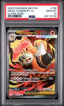 2025 POKEMON MEG EN-MEGA EVOLUTION ULTRA RARE #156 MEGA CAMERUPT EX PSA 10 - Image 1