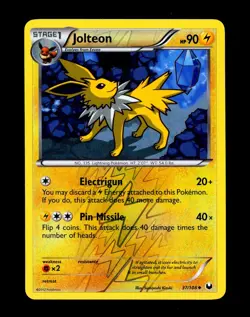 2012 Pokemon JOLTEON Dark Explorers REVERSE HOLO Black & White Set Card 37/108 - Image 3