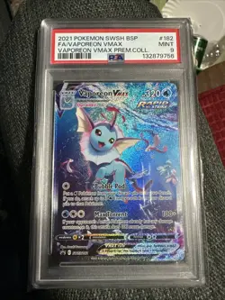 Vaporeon VMAX SWSH182 PSA 9 Full Art Black Star Promo Premium Collection MINT 🔥 - Image 1