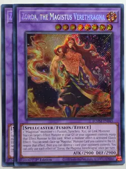 Yugioh x2 Zoroa, the Magistus Verethragna BLMM-EN045 Secret Rare 1st Edition - Image 1