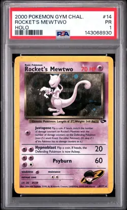PSA 1 Rocket's Mewtwo Gym Challenge 14/132 Holo Foil Rare 2000 Pokemon WoTC PR - Image 1
