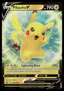 Pikachu V SWSH198 Holo Promo Sword & Shield Promo Pokemon Holo Near Mint - Image 1