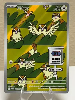 Pidgey 207/197 SV03: Obsidian Flames Holo Illustration Rare Full Art Pokemon - Image 1