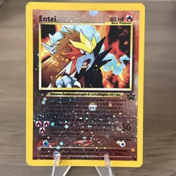 Entei Reverse Holo 34 Pokemon WOTC Black Star Promo SWIRL 🔥ViNTaGe - Image 1