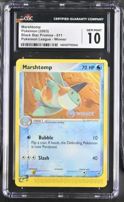 Pokemon TCG Marshtomp #11 Black Star Winner Promo - CGC GEM MINT 10 - Image 1