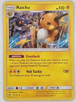 Raichu 41/147 Pokemon - Sun & Moon Burning Shadows MP - Image 1
