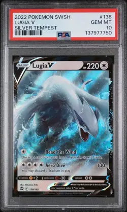 2022 POKEMON SWORD & SHIELD SILVER TEMPEST 138 LUGIA V | PSA 10 - Image 1