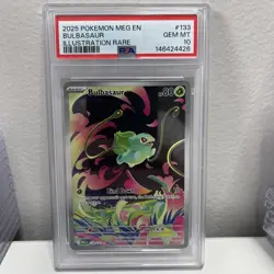2025 POKEMON MEG EN-MEGA EVOLUTION ILLUSTRATION RARE #133 BULBASAUR PSA 10 - Image 1