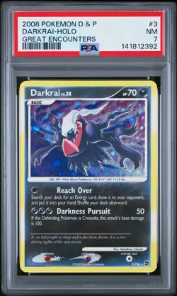 PSA 7 - DARKRAI #4 - 2008 POKEMON DIAMOND & PEARL GREAT ENCOUNTERS - HOLO - Image 1