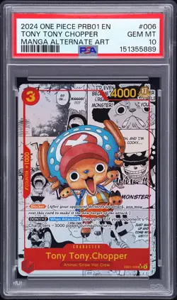 2024 ONE PIECE PRB01-PREMIUM BOOSTER MANGA ALT ART TONY TONY CHOPPER PSA 10 - Image 1