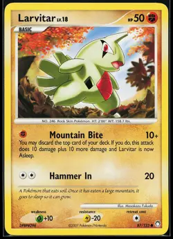 Larvitar 87/123 Common Mysterious Treasures Pokemon Card - Image 1