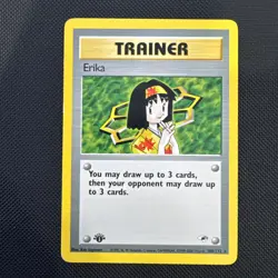 1st Edition Erika 100/132 Gym Heroes Set Trainer Pokemon Card 2000 WOTC - Image 1