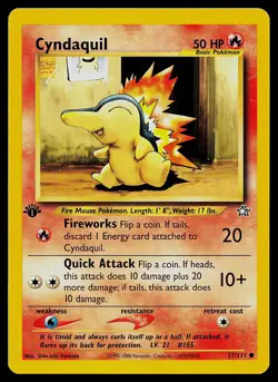 Pokemon Card - Cyndaquil Neo Genesis 57/111 Common 1st Edition - Image 1