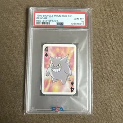 1999 BICYCLE POKEMON MINI PLAYING CARDS RED DECK 4 OF SPADES GENGAR PSA10 POP 39 - Image 1