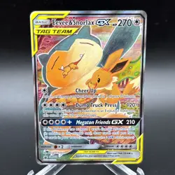 Pokemon Eevee & Snorlax GX TAG TEAM Promo Holo SM169 Team Up HP 270 Basic Card - Image 1