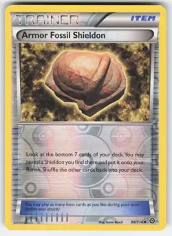 Armor Fossil Shieldon 98/114 Uncommon Steam Siege Pokemon Reverse Holo LP - Image 1
