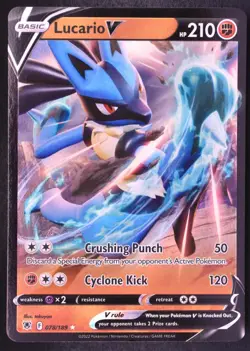 Lucario V 078/189 - Pokemon Astral Radiance Holo Rare V Card - Image 1