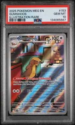2025 POKEMON MEG EN-MEGA EVOLUTION ILLUSTRATION RARE #153 GUMSHOOS PSA 10 - Image 1