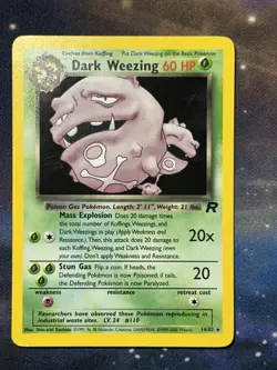 Dark Weezing 14/82 Holo Holographic Rare Team Rocket Vintage 1999 Pokemon VLP - Image 3