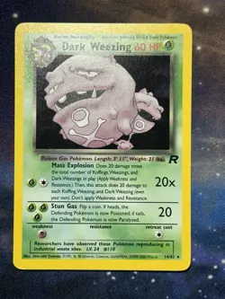 Dark Weezing 14/82 Holo Holographic Rare Team Rocket Vintage 1999 Pokemon VLP - Image 4