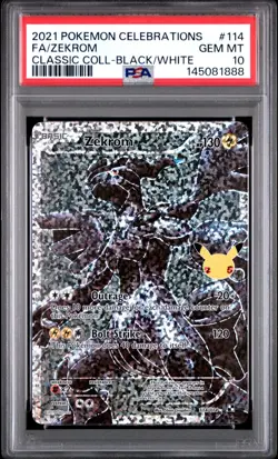 PSA 10 Zekrom 114/114 Pokemon Celebrations Classic Collection Full Art Holo - Image 1