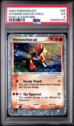 2003 POKEMON EX RUBY & SAPPHIRE #98 HITMONCHAN EX-HOLO PSA 5 - Image 1