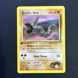 Pokemon Gym Heroes FIRST Edition Brock's Onix 69/132 NM/LP TCG - Image 1