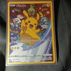 Pokemon Pikachu SWSH020 Sword & Shield Promo Holo 70HP Iron Tail Electro Ball - Image 2