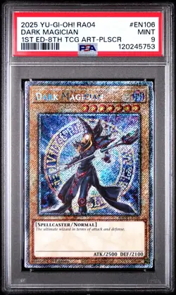 Yu-gi-oh! Stampede Dark Magician 8th Art RA04-EN106 Platinum Secret Rare PSA 9 - Image 1