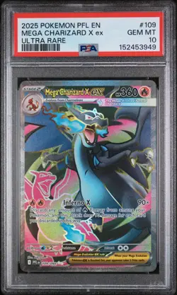 2025 POKEMON PFL EN-PHANTASMAL FLAMES ULTRA RARE #109 MEGA CHARIZARD X EX PSA 10 - Image 1