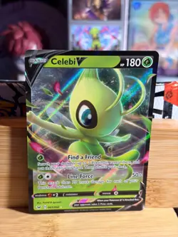 CELEBI V 001/202 Sword & Shield Holo Rare V Holo Pokemon TCG Near Mint - Image 1