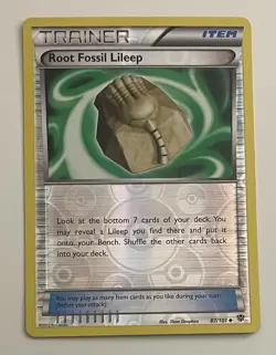 Root Fossil Lileep 87/101 Pokemon TCG BW Plasma Blast Reverse Holo LP - Image 1