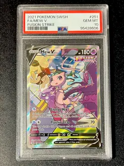 Mew V PSA 10 Alt Art Fusion Strike Pokemon Card 251/264 Sword & Shield FA - Image 1