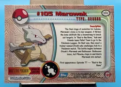 MAROWAK #105 - Topps Blue Logo - TV Animation - NON-HOLO - POKEMON CARD - Image 2