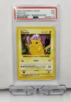 ⚡1999 Shadowless Red Cheek Pikachu 58/102 PSA 7 Near Mint Pokemon Trading Card - Image 1