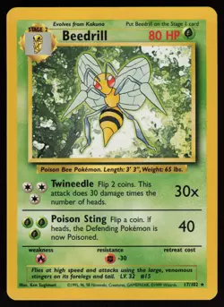 BEEDRILL 17/102 RARE BASE SET UNLIMITED POKEMON NM/M - Image 1